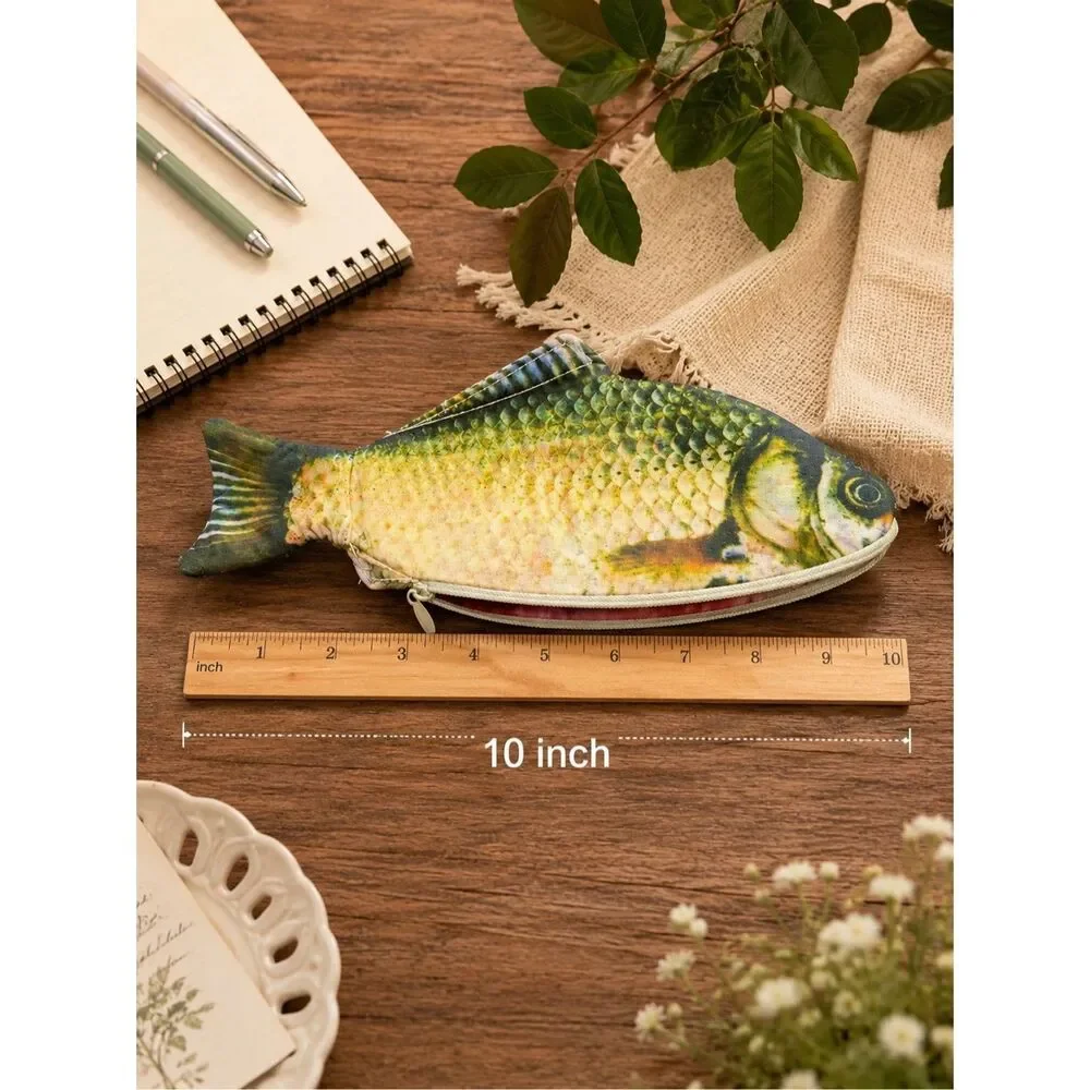 Funny Fish Shaped Cosmetic Bag Pencil Case Makeup Pouch Travel Organizer